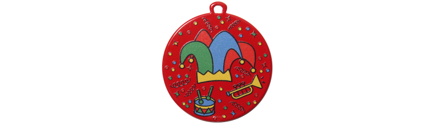 PACK OF 100 BULK BUY 50MM RED MEDALS / LOGO & RIBBON WITH DIRECT PRINT LOGO **AMAZING VALUE**
